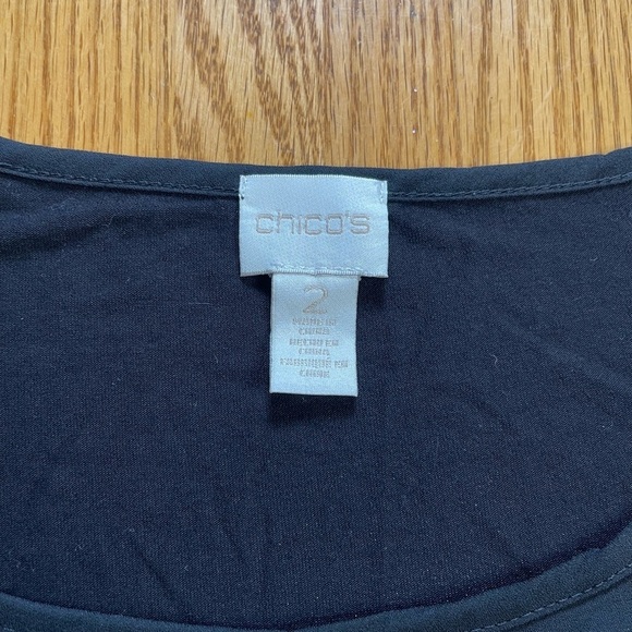 Chico’s Black Short Sleeve Top Blouse Size Large - Picture 3 of 6